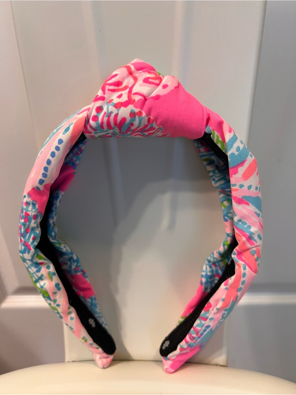 Lele Sadoughi x Lilly Pulitzer Pink & Blue Floral Knotted Headband